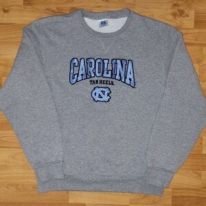 Russell Athletic Carolina Tar Heels Medium Gray Pullover Crewneck Sweatshirt